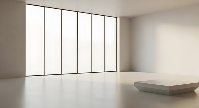 Modern Minimalist Interior with Large Windows and Soft Light Perfect for Architectural Design and Space Planning Concepts