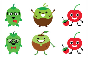 Obraz premium set of funny cartoon fruits