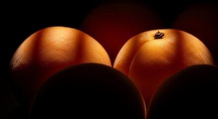 Sunlit Apricots: A Dramatic Close-Up Showcasing Texture and Dimensionality