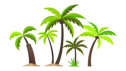 Obraz premium Palm Trees Paradise: A vibrant cluster of diverse palm trees, each showcasing unique size and shape, creating a lush tropical scene, ready to transport you to an exotic paradise. 