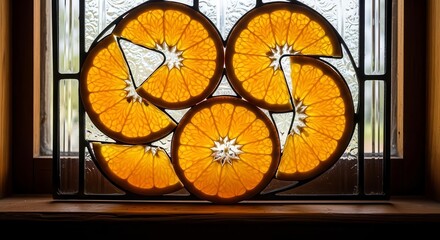 Sunlit Citrus Displayed In Stain Glass: A Burst Of Freshness and Brightness