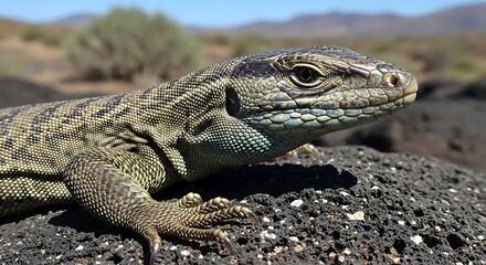 Canary Islands Lizard on Rock.
