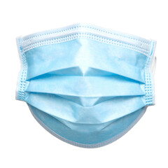 Blue disposable medical face mask with ear loops