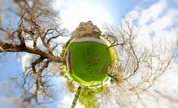 Miniature Globe with Panagia Angeloktisti Church on top. Cyprus