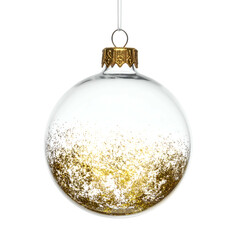 Clear ornament with golden glitter gradient