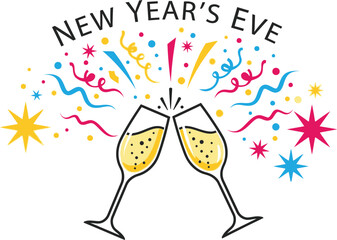 New Year's Eve with champagne glasses and celebration