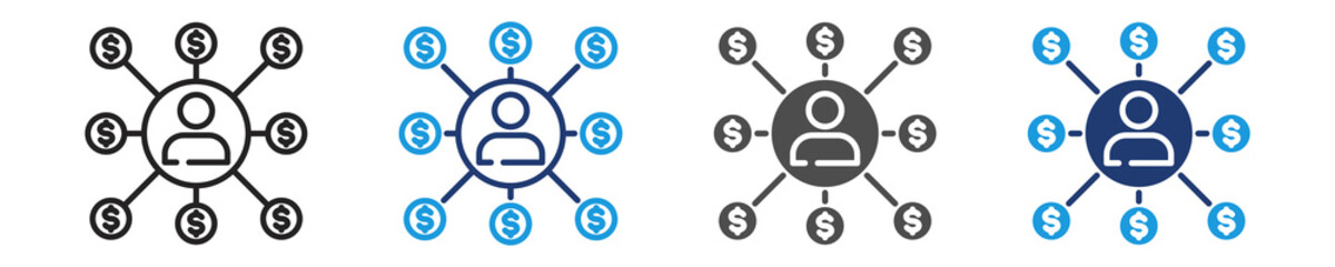 affiliate marketing icon set multiple style