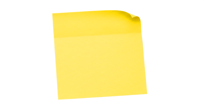 Sticky note reminder. Post it note paper. Yellow sheets for notes isolated with clipping path on background.	
