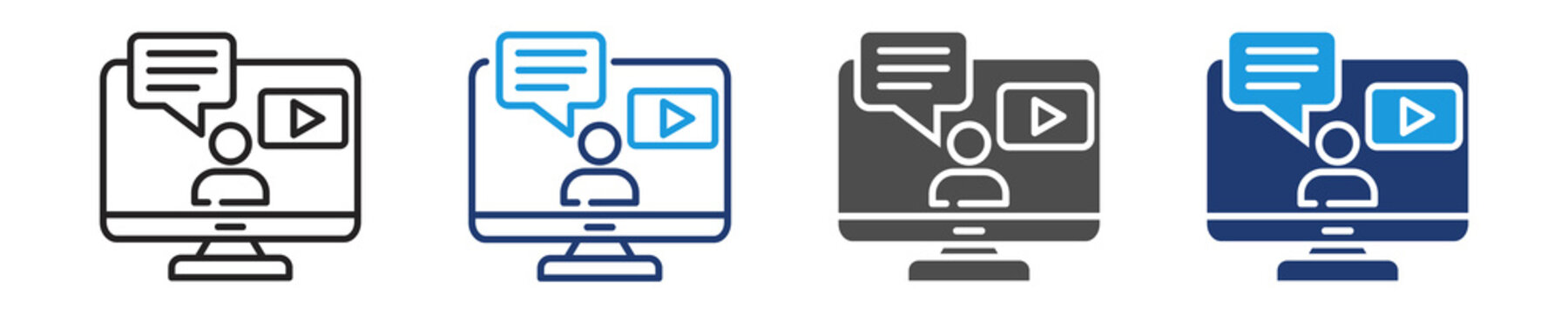 online tutoring icon set multiple style