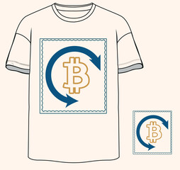 Simple t shirt bitcoin vector icon design ready art digital money transferring
