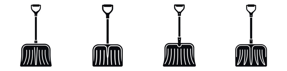 Snow Shovel Vector Illustration Set – Winter Tool Silhouette, Cold Weather Equipment, Outdoor Snow Removal Icon, Seasonal Work Utility, and Frosty Winter Cleanup Design Art