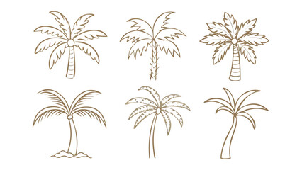 Obraz premium Palm Tree Collection: A series of meticulously crafted illustrations showcase various styles of palm trees, celebrating the iconic silhouette of these tropical flora.