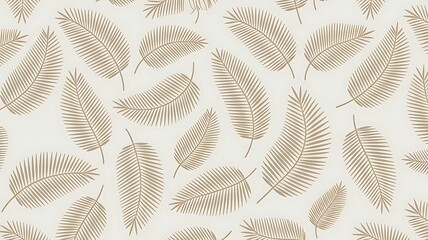Beige and cream hand drawn tropical palm leaf seamless pattern for summer designs and decorative backgrounds