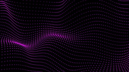 Seamless Loop of Abstract Digital Wave Grid Moving on Black Background | Animated Futuristic Purple Dot Array for Data, Technology, or Virtual Reality