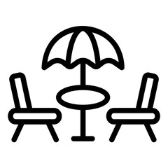 restaurant beach Line Icon