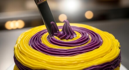 Vibrant Cake Artwork: Illustrating Artistic Swirls And Delectable Edible Design