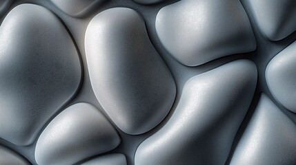 Abstract Background Texture of Softly Rounded, Silver-Gray Organic or Pebble-like Shapes