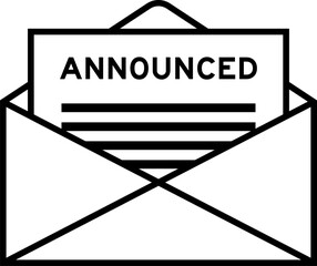 Envelope and letter sign with word announced as the headline
