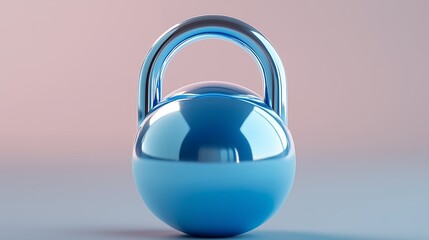Sleek Blue Kettlebell: A Highly Reflective, Chrome-Finished Weight for Strength Training and Fitness