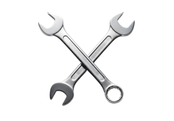 Two crossed wrenches isolated on transparent background