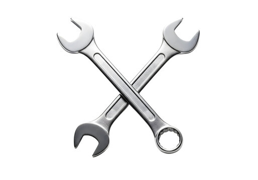 Two crossed wrenches isolated on transparent background