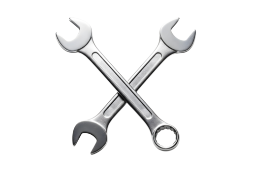 Two crossed wrenches isolated on transparent background