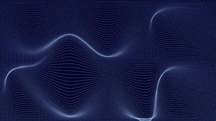 Wavy landscape digital art. Blue abstract topography background