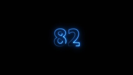Business neon counting number 82 icon illustration background 4k.