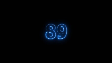 Business neon counting number 89 icon illustration background 4k.
