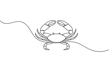 One line drawing of crab minimal sea animal illustration for marine art design