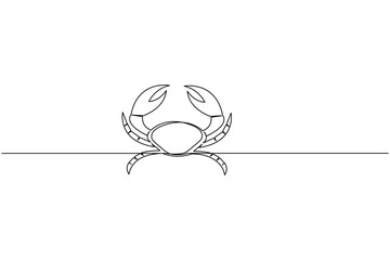 One line drawing of crab minimal sea animal illustration for marine art design