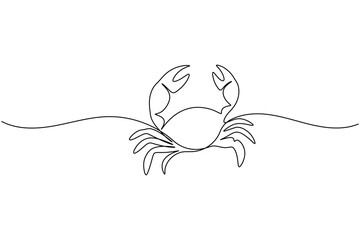One line drawing of crab minimal sea animal illustration for marine art design