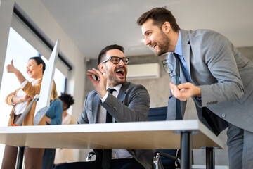 Team of programmers writing digital code in the metaverse and working together on the internet