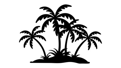 Tropical Silhouette: A striking silhouette of palm trees set against a tranquil backdrop, evoking feelings of warm sun and seaside bliss.