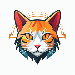 Artistic Cat Portrait A Colorful and Focused Illustration.