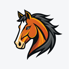 Dynamic horse head mascot logo for a sports or gaming team.