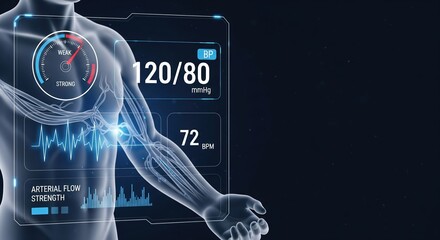 Digital Blood Pressure Monitor with Heart Rate and Arterial Flow Display in HD Quality