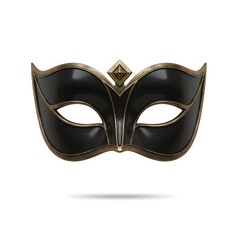 Elegant Black and Gold Masquerade Mask on White perfect for website banner, party invitation, event promotion, blog post