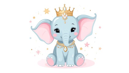 Obraz premium Cute Elephant Princess Illustration.