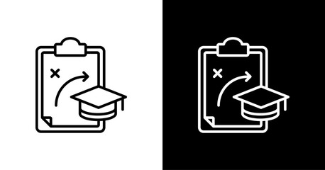 Educational Strategies  White Icon Set Design