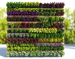 Colorful vertical garden wall