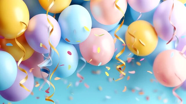 Vibrant balloons, confetti, and ribbons as a festive backdrop, festive gatherings in party designs, joyful moments in decor prep, celebration vibes with colorful layouts, event hig