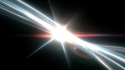 Isolated white light burst with clean sharp rays and subtle lens flare, high-clarity glow effect on transparent background, ideal as an overlay element.