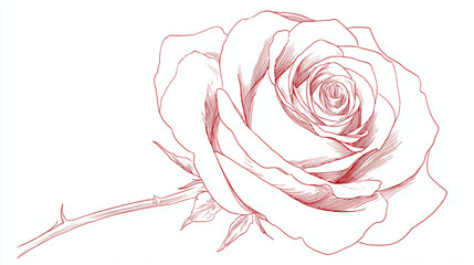 A delicate rose, rendered in a simple yet elegant sketch. The intricate details of the petals are highlighted, and it showcases the beauty of the bloom.