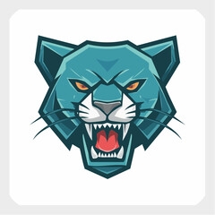 Fierce Panther Head Mascot Roaring with Aggressive Expression.
