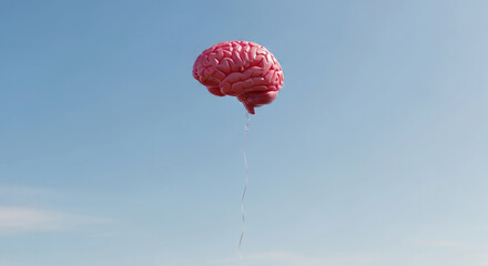 Simple and Powerful Image of a Brain Floating with a Single String.