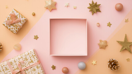 Empty Gift Box with Holiday Decorations