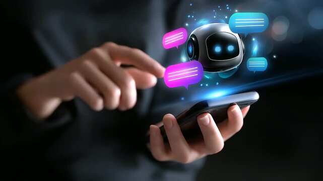 Intelligent chatbot system providing real-time support and information delivery via artificial intelligence, with copy space
