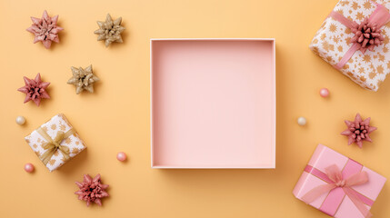 Empty Gift Box with Holiday Decorations