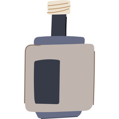 Obraz premium Stylized illustration of a water circulation pump with a beige and dark blue body and a beige cap on a transparent background